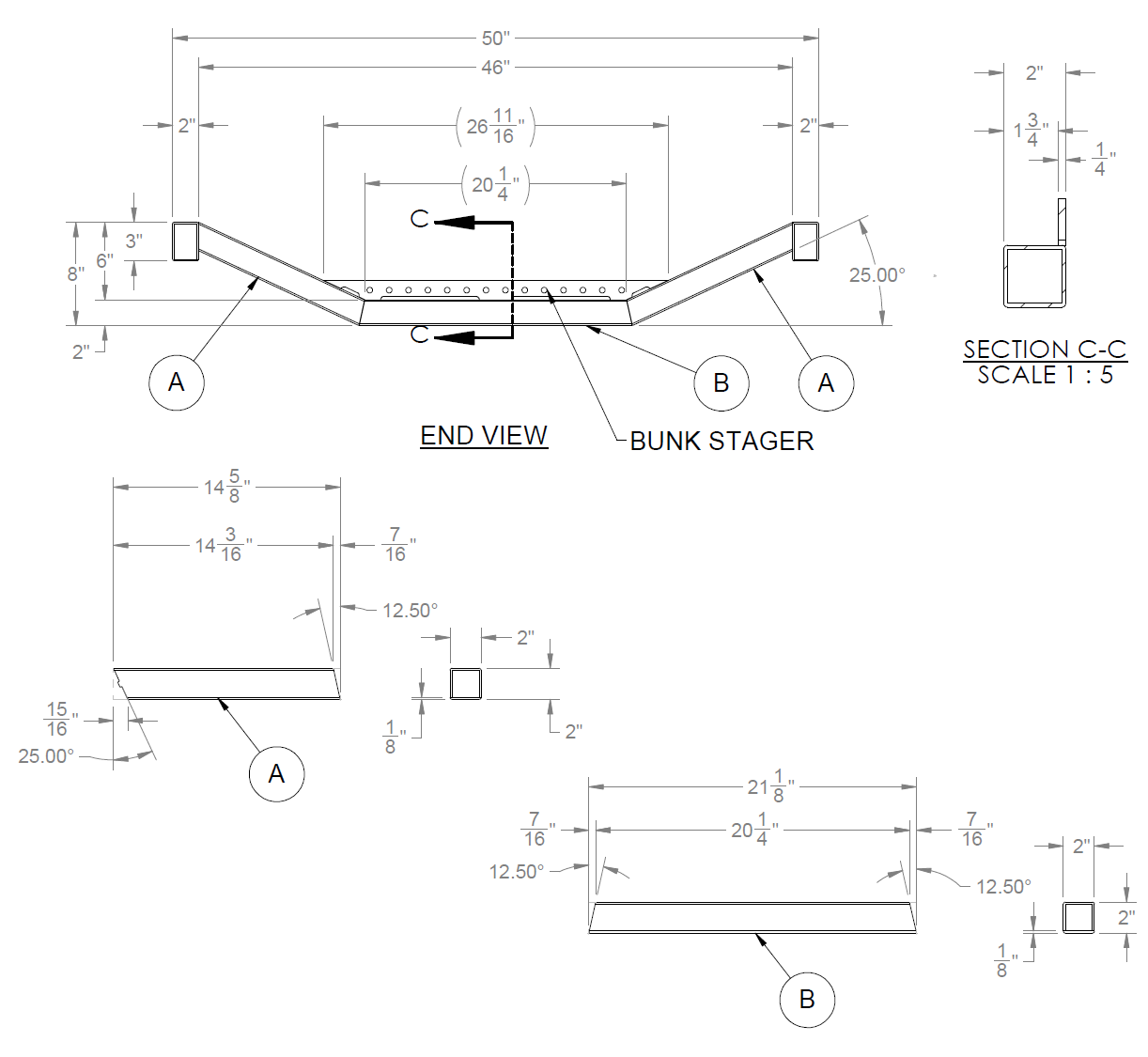 Bunk Stager Plate kit for Single Kayak Trailers